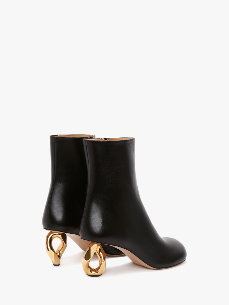 CHAIN HEEL LEATHER ANKLE BOOTS 3