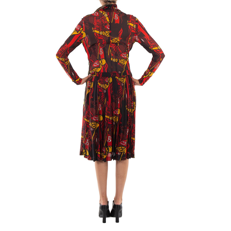 Burberry Ladies Black IP Pattern Printed Long-Sleeve Dress - 1