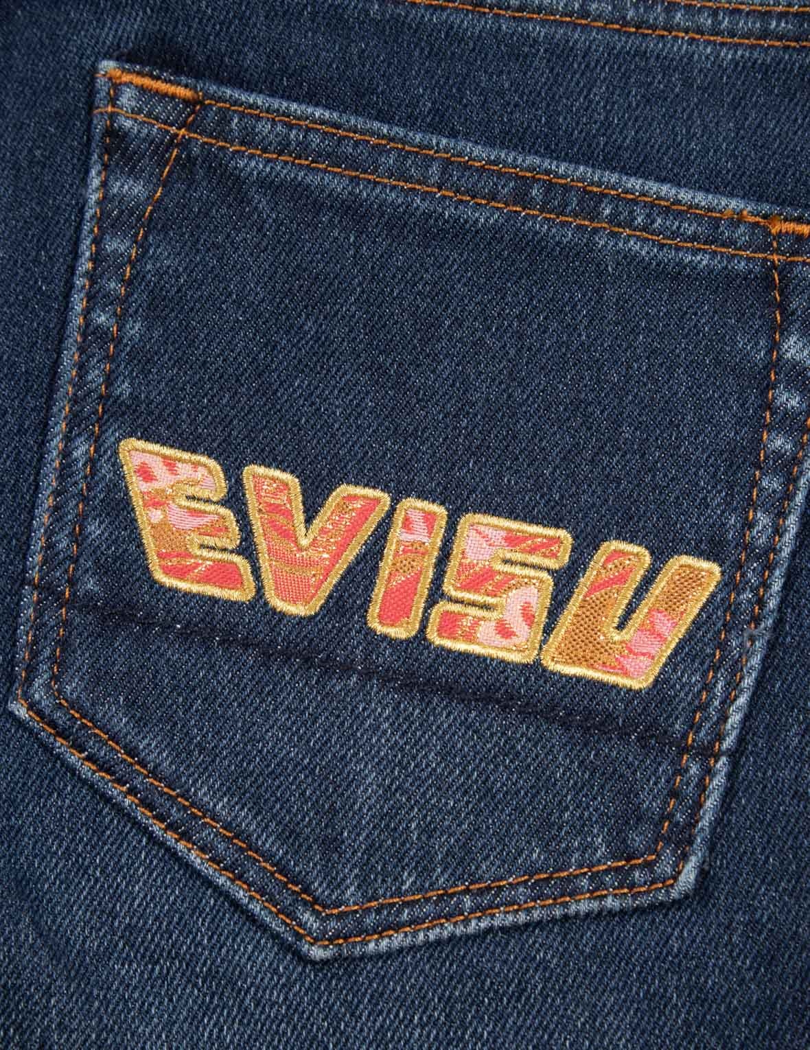 BROCADE KAMON AND LOGO BOOT CUT JEANS - 8