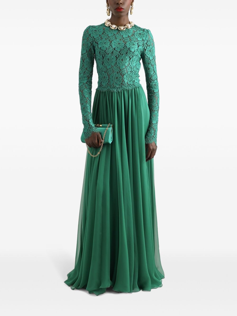 lace-panel gown - 2