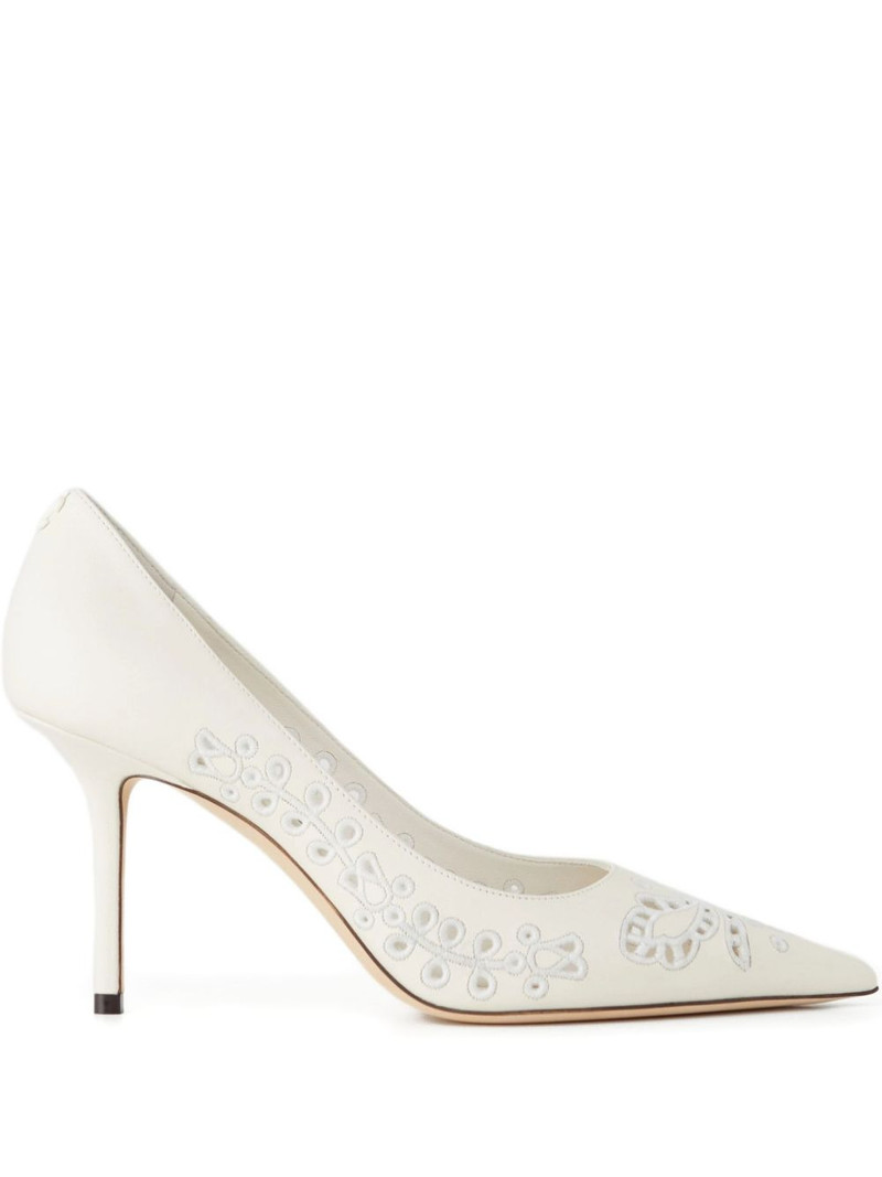 85mm Love embroidery heeled pumps 1
