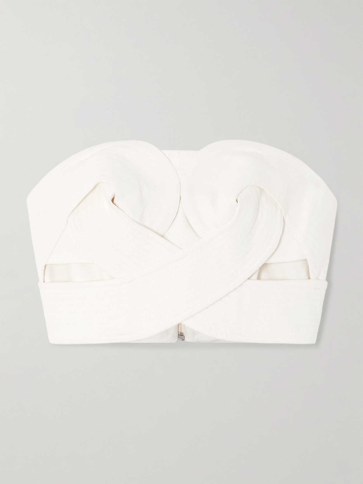 Onda Strapless Cropped Twisted Cotton-twill Top - 1