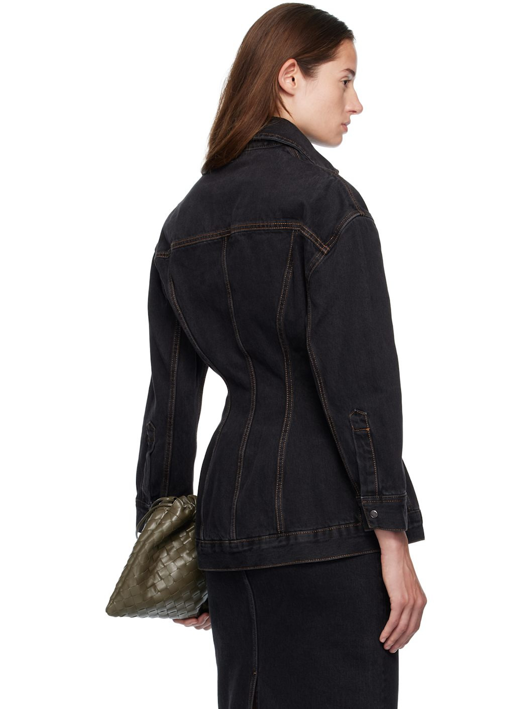 Black Denim Contour Jacket - 3