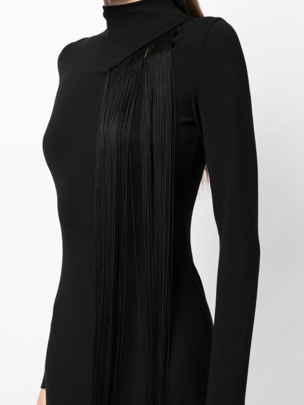 asymmetric fringed knitted dress - 5