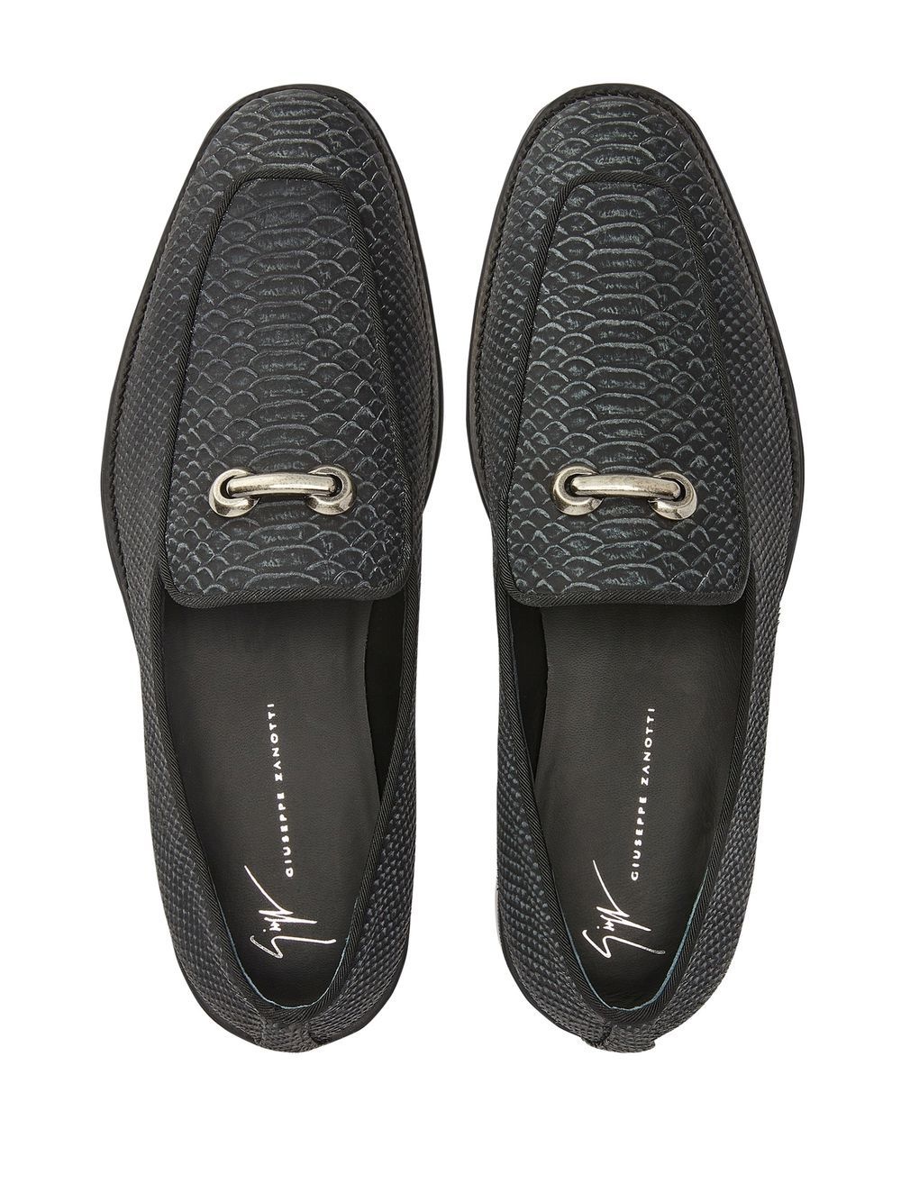 crocodile-effect leather loafers - 4