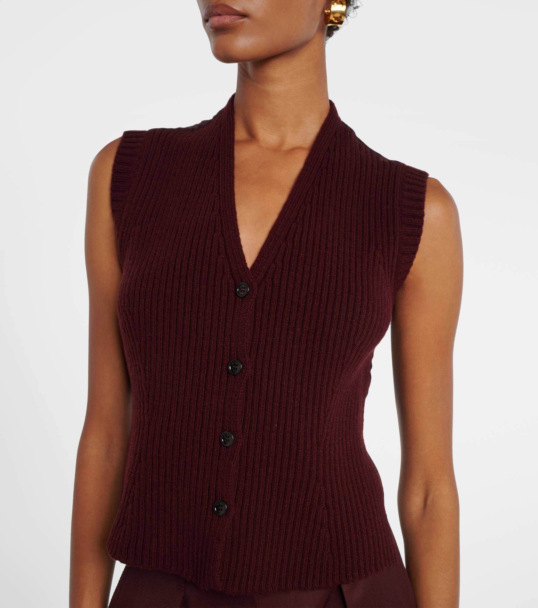 Madre paneled wool-blend and satin vest - 7