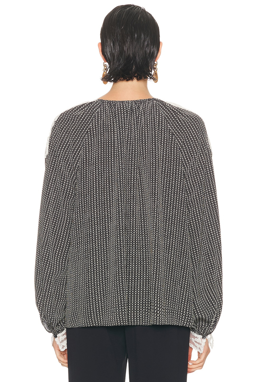 Geometric Crepe De Chine Blouse - 3