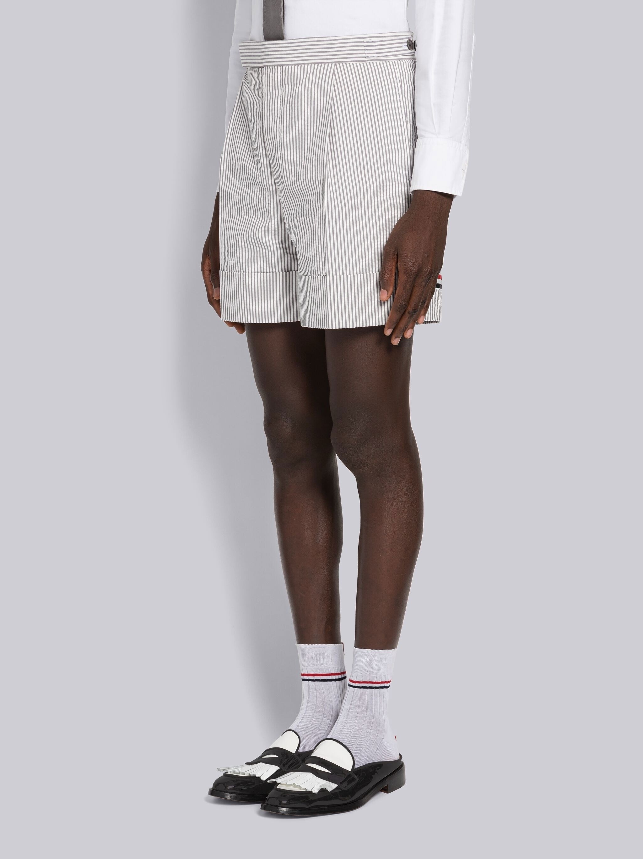 Seersucker Grosgrain Cuff Short - 2