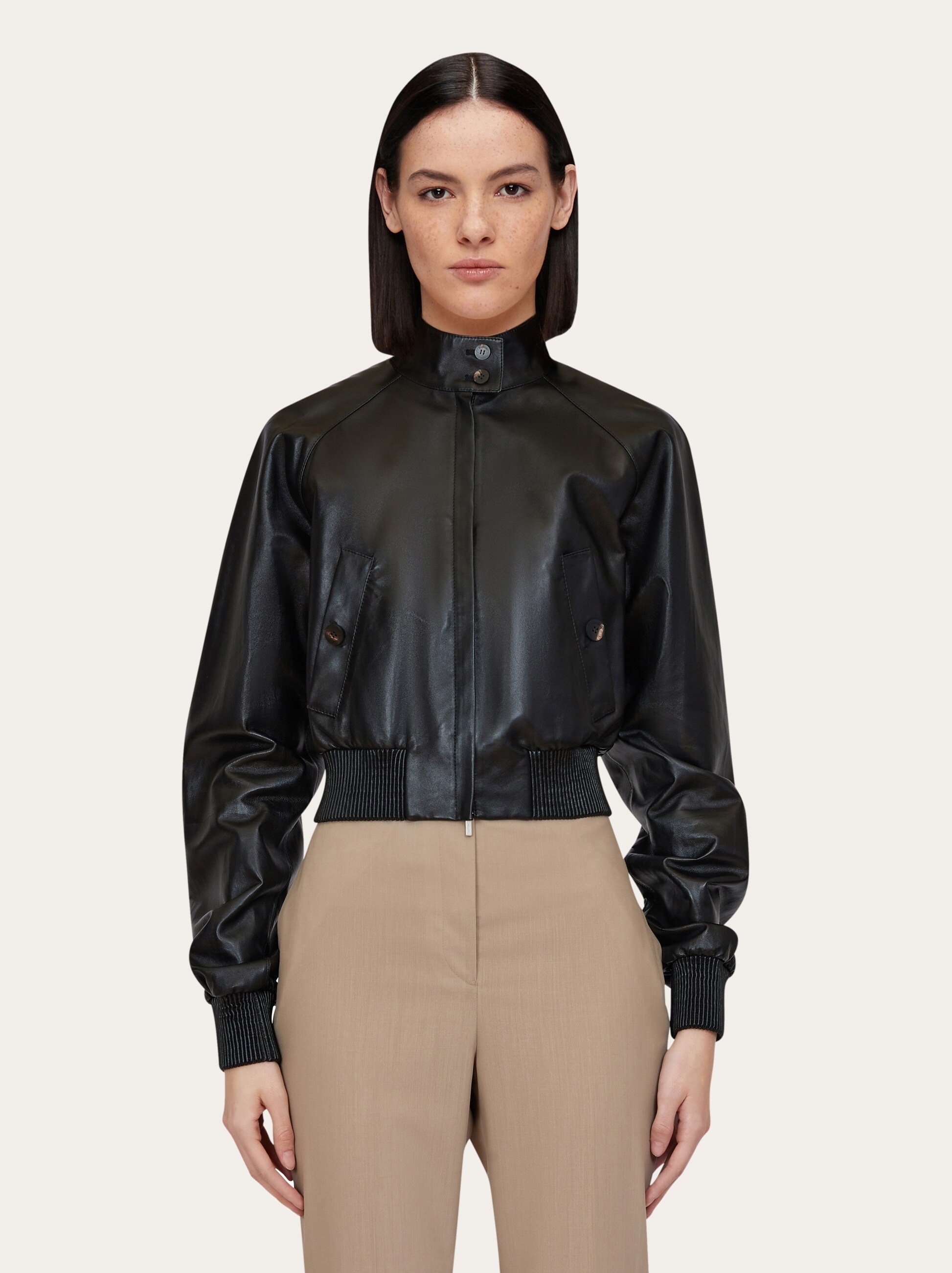 Cropped nappa bomber - 2