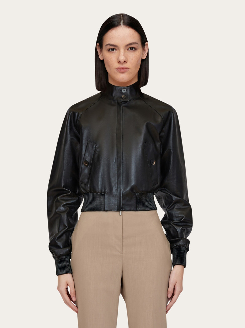FERRAGAMO Cropped nappa bomber outlook