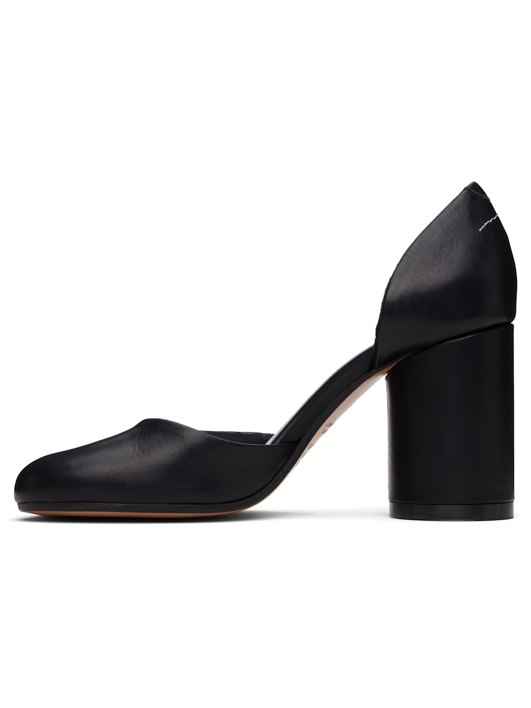 Black Shiny Vegetable Tanned Leather Court Heels - 3