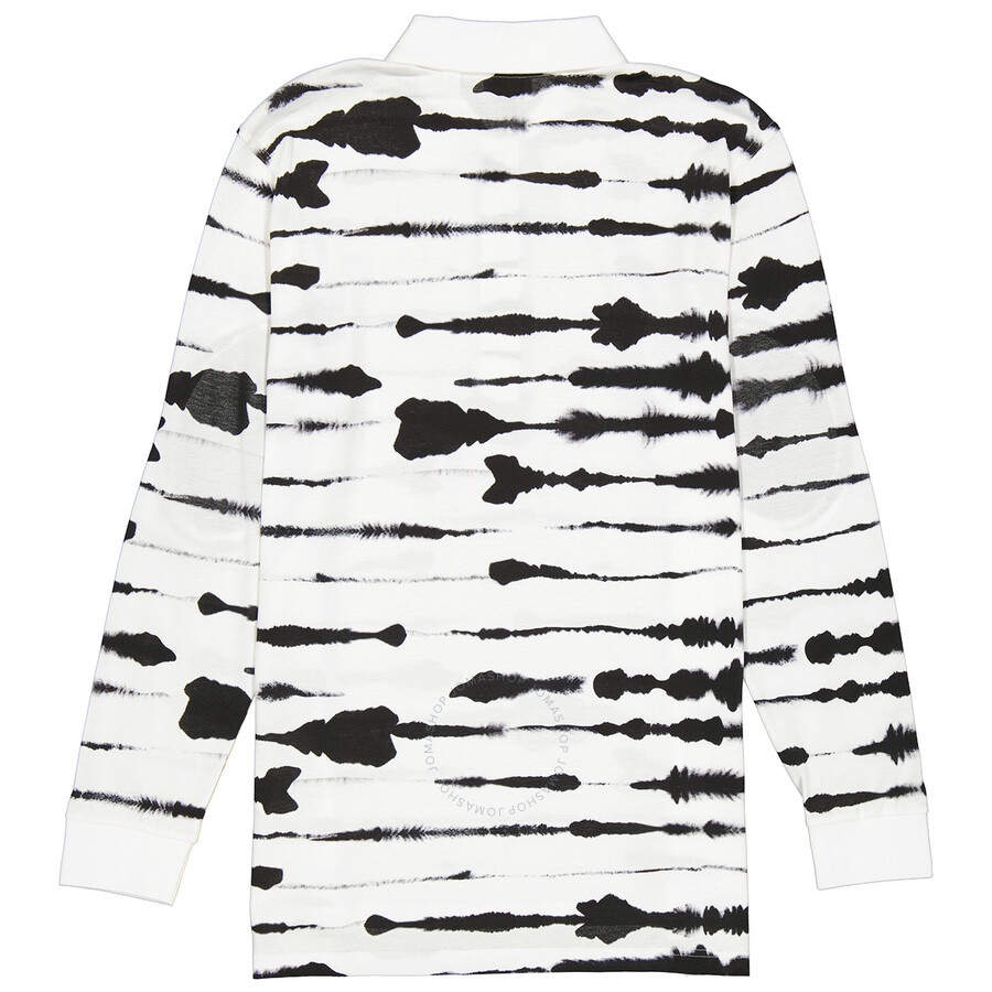 Burberry Ladies Monochrome Watercolor Printed Cotton Polo Shirt - 5