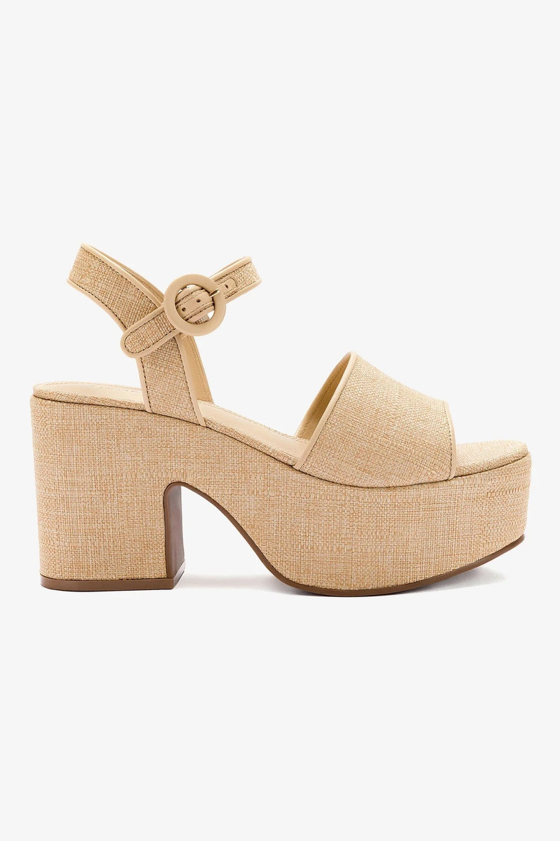 Miso Platform Strap Sandal In Beige Raffia 1
