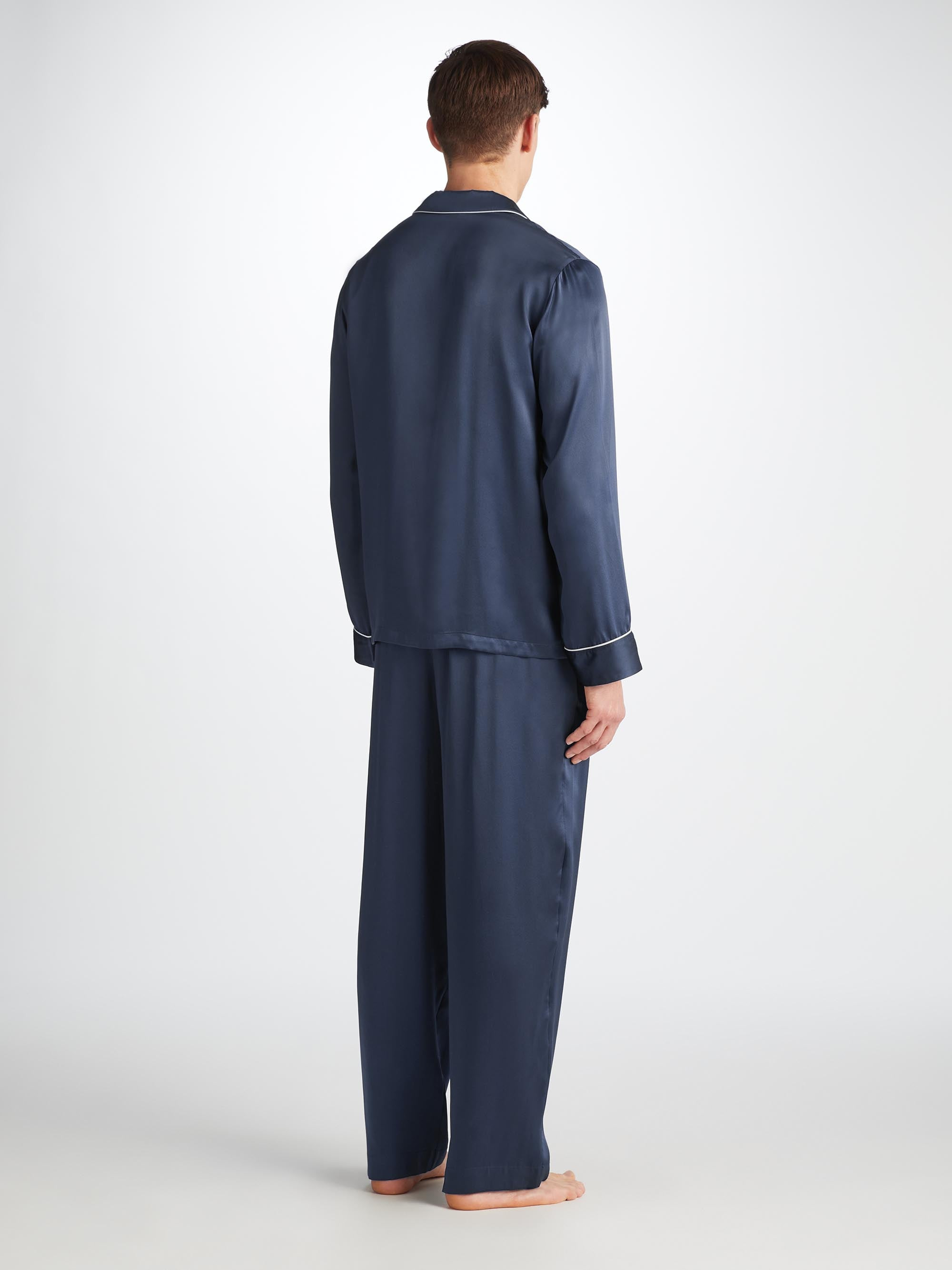 Men's Pyjamas Bailey Silk Satin Navy - 4