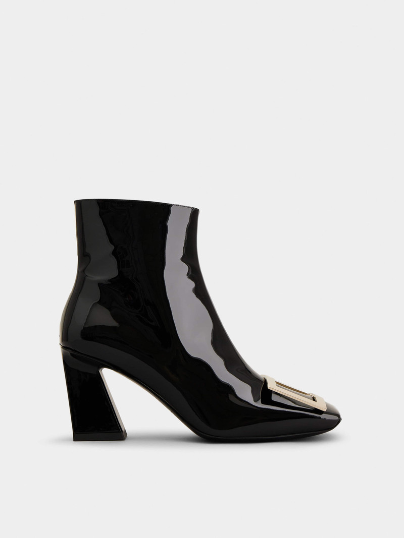 Viv' Square Metal Buckle Ankle Boots in Patent Leather 1