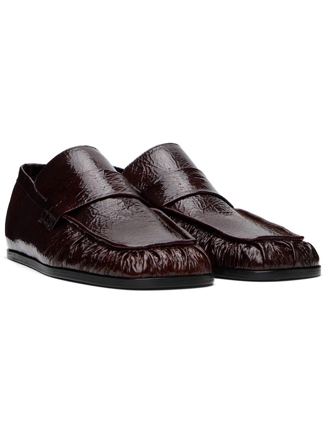 Burgundy Patent Leather Loafers - 4
