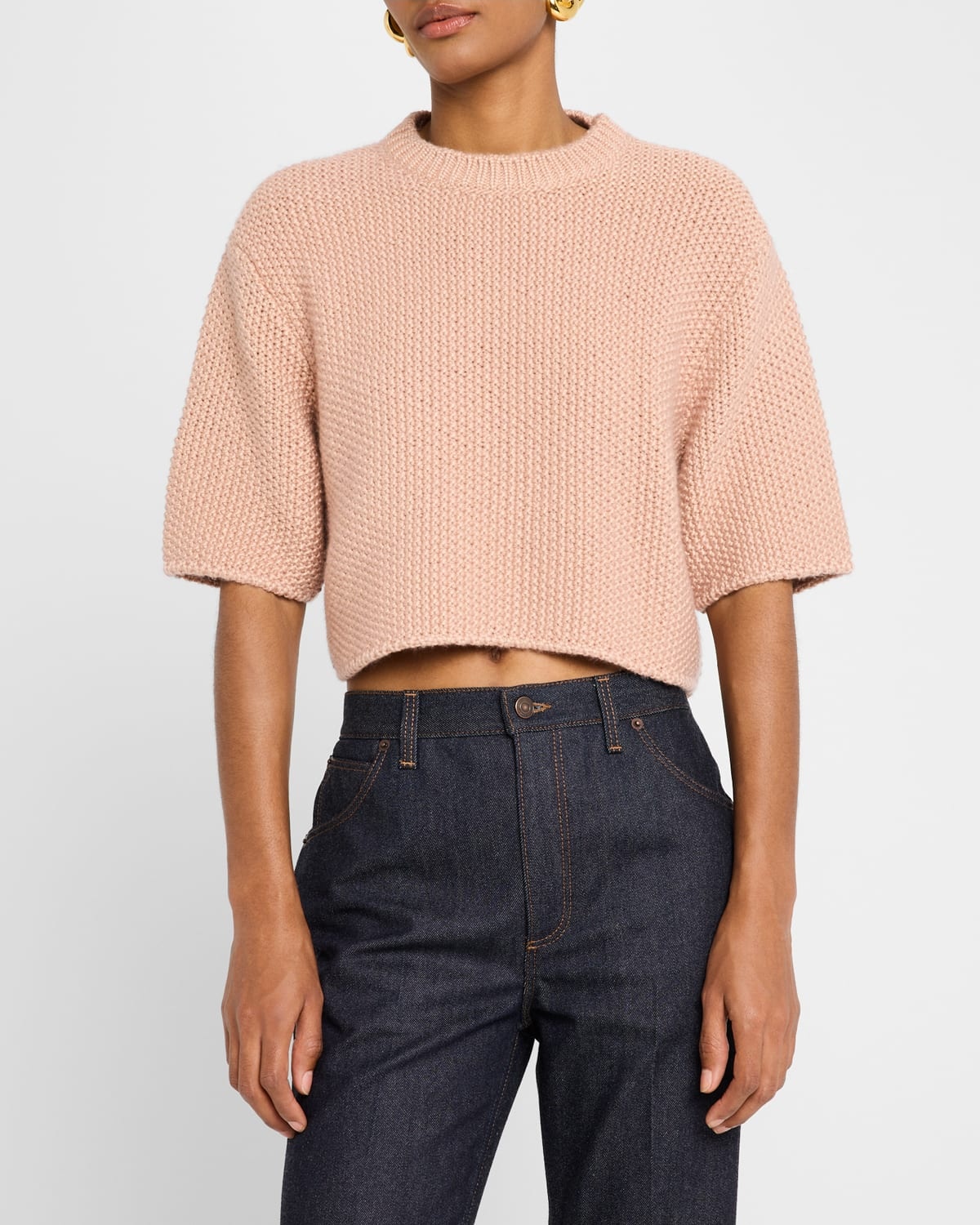 Boccioleto Cashmere-Silk Crewneck Crop Sweater - 4