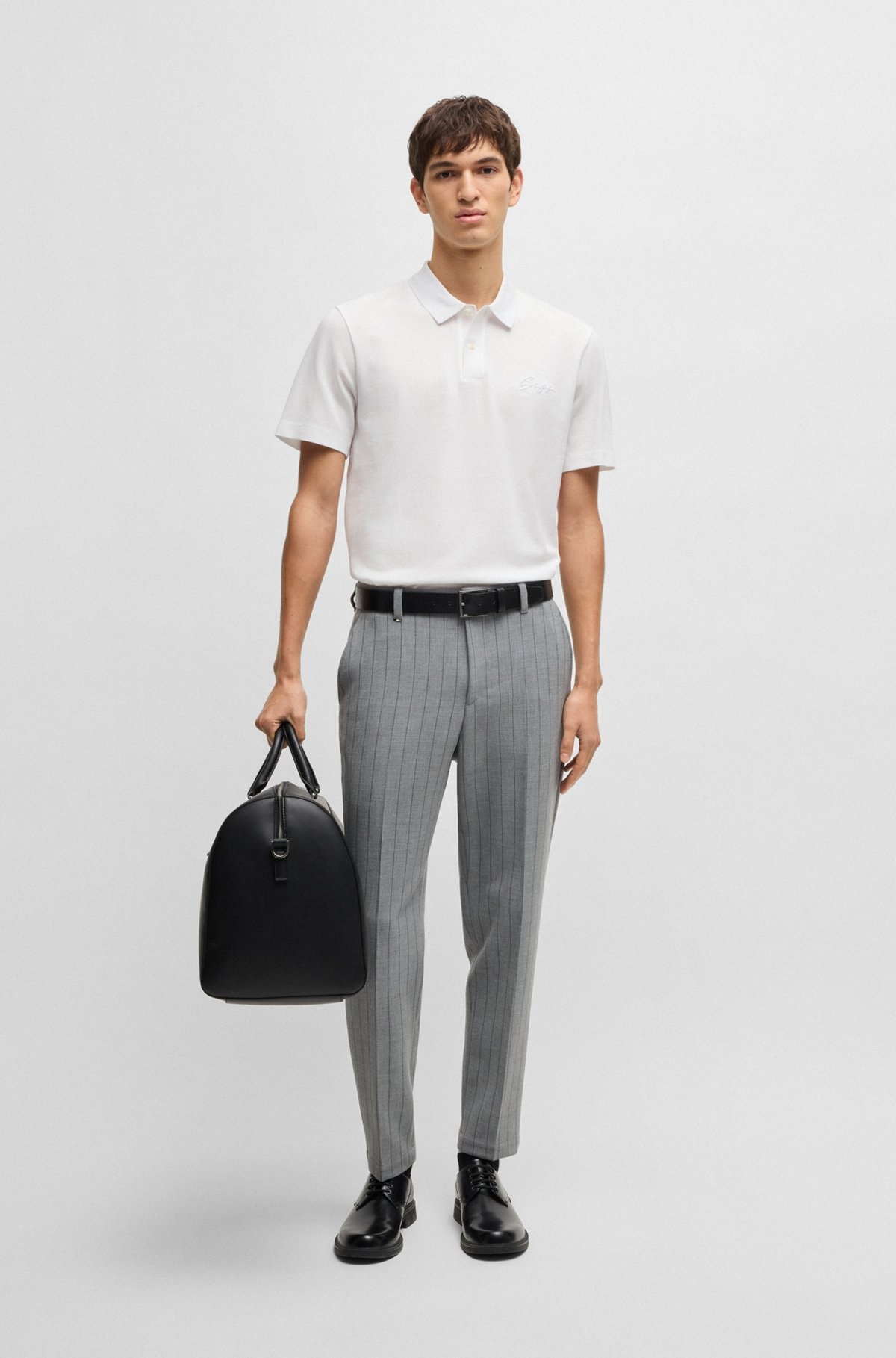 MERCERIZED-COTTON POLO SHIRT WITH SCRIPT LOGO - 4