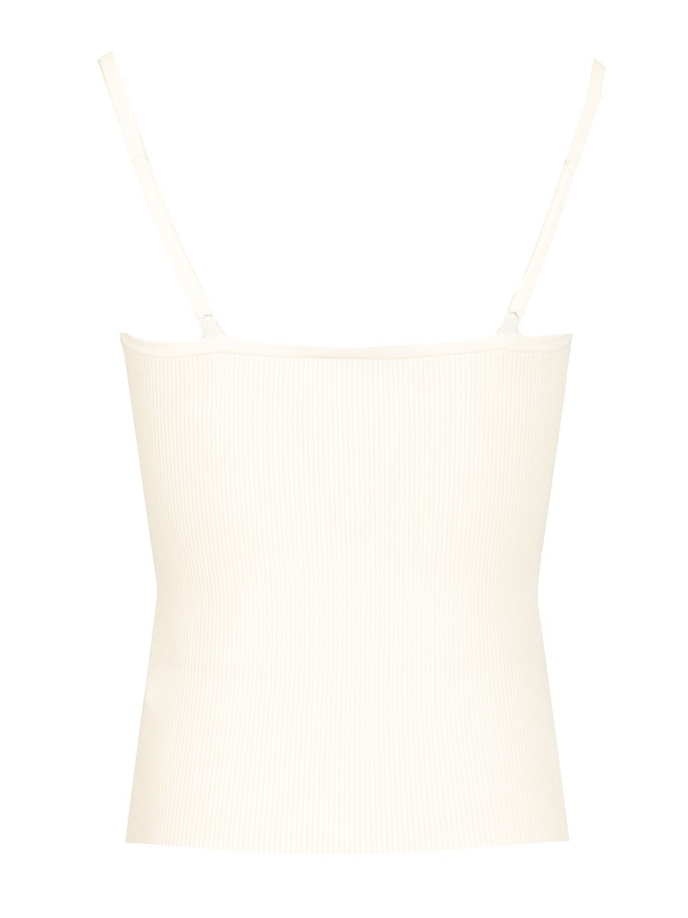 White Lace Trim Rib Knit Top Tops White - 2