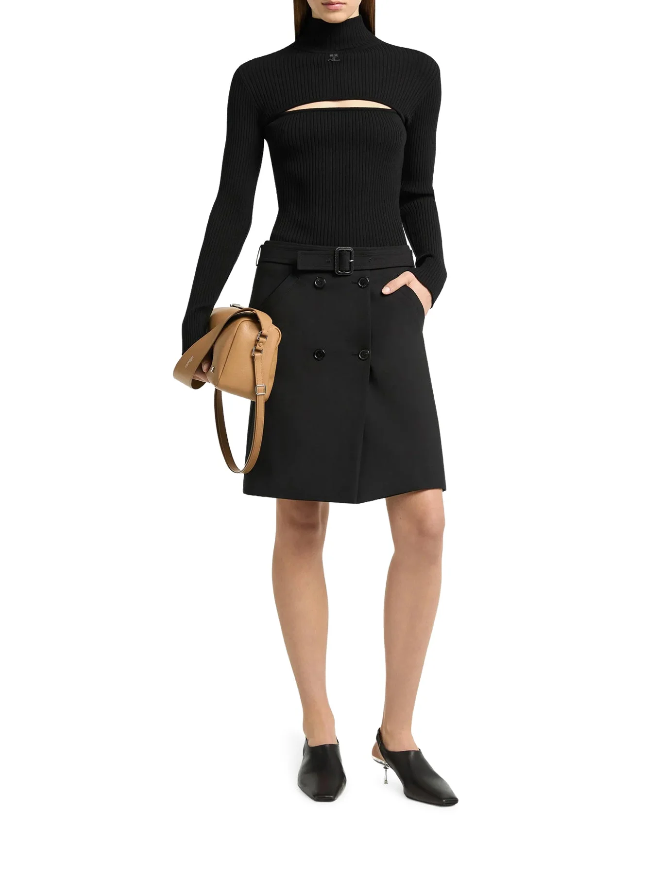 RIBBED SWEATER WITH CUT-OUT DETAIL - 1