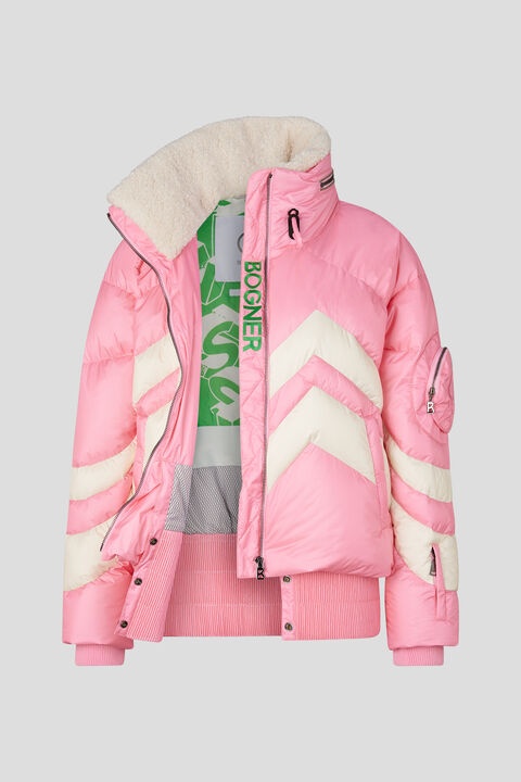 Valea down ski jacket in Pink/Off-white - 2