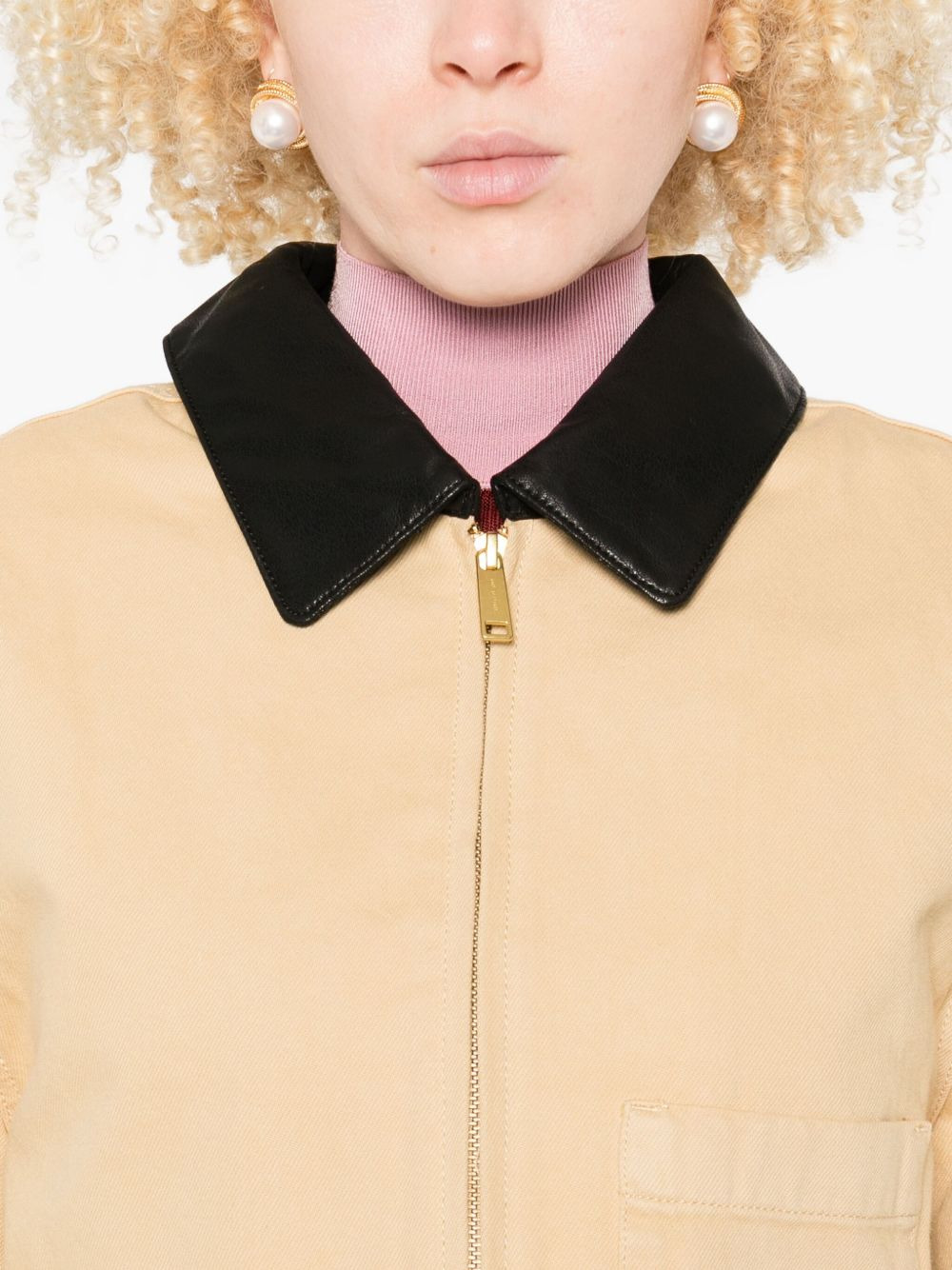 leather-collared jacket - 5