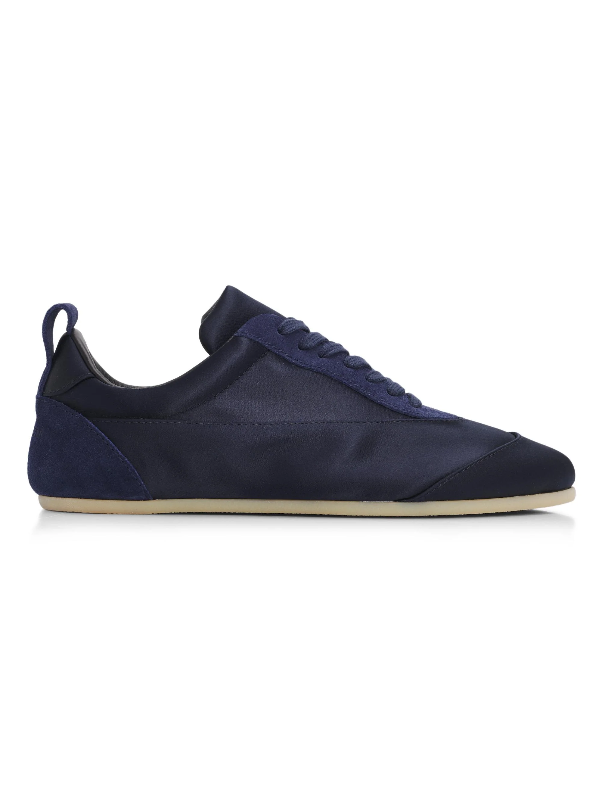 Women's Panelled Satin Low-Top Sneakers - Ink - 1