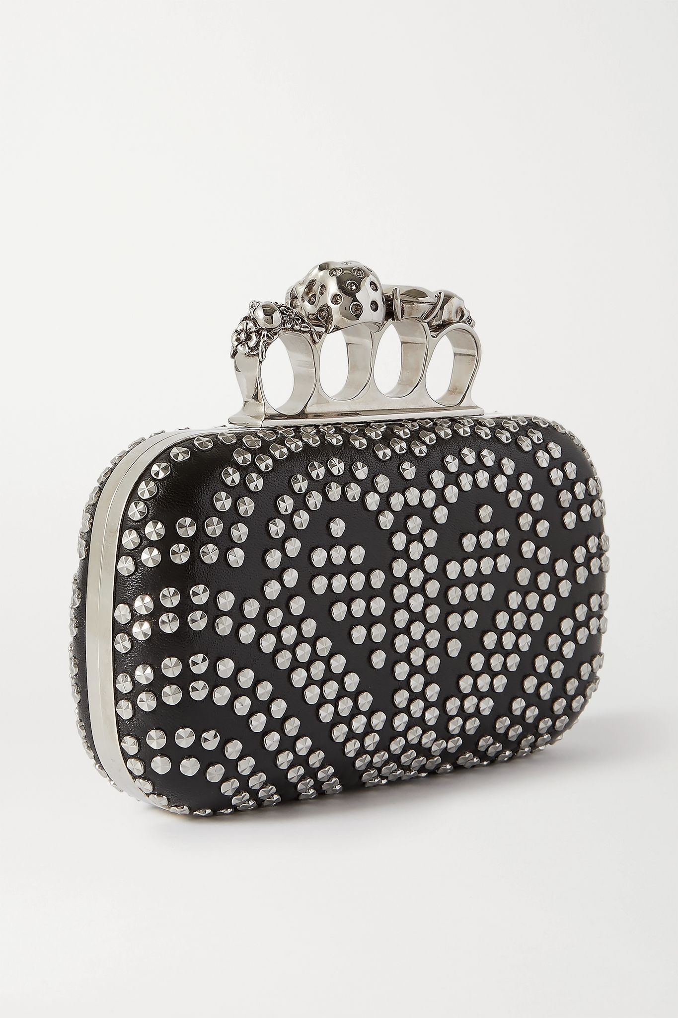 Box studded leather clutch - 3