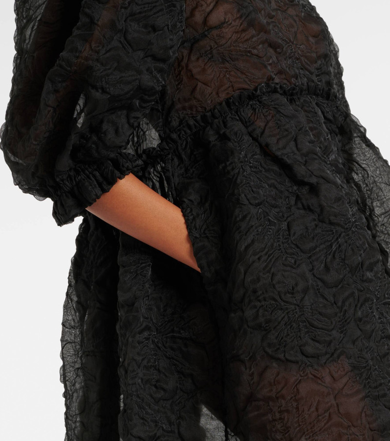 Gathered puff-sleeve midi dress 6