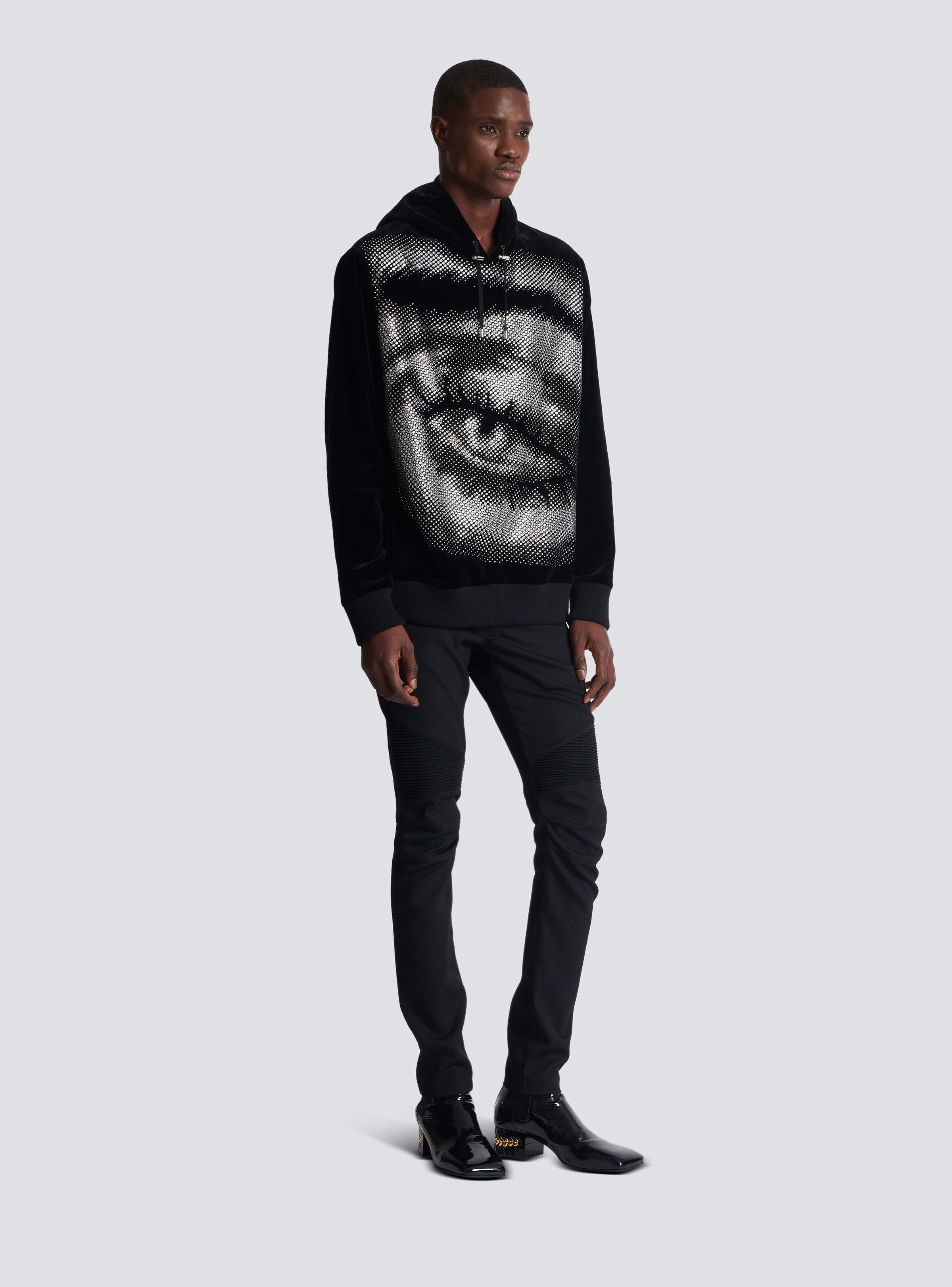 Velvet Balmain hoodie with crystals in an Eye motif - 3