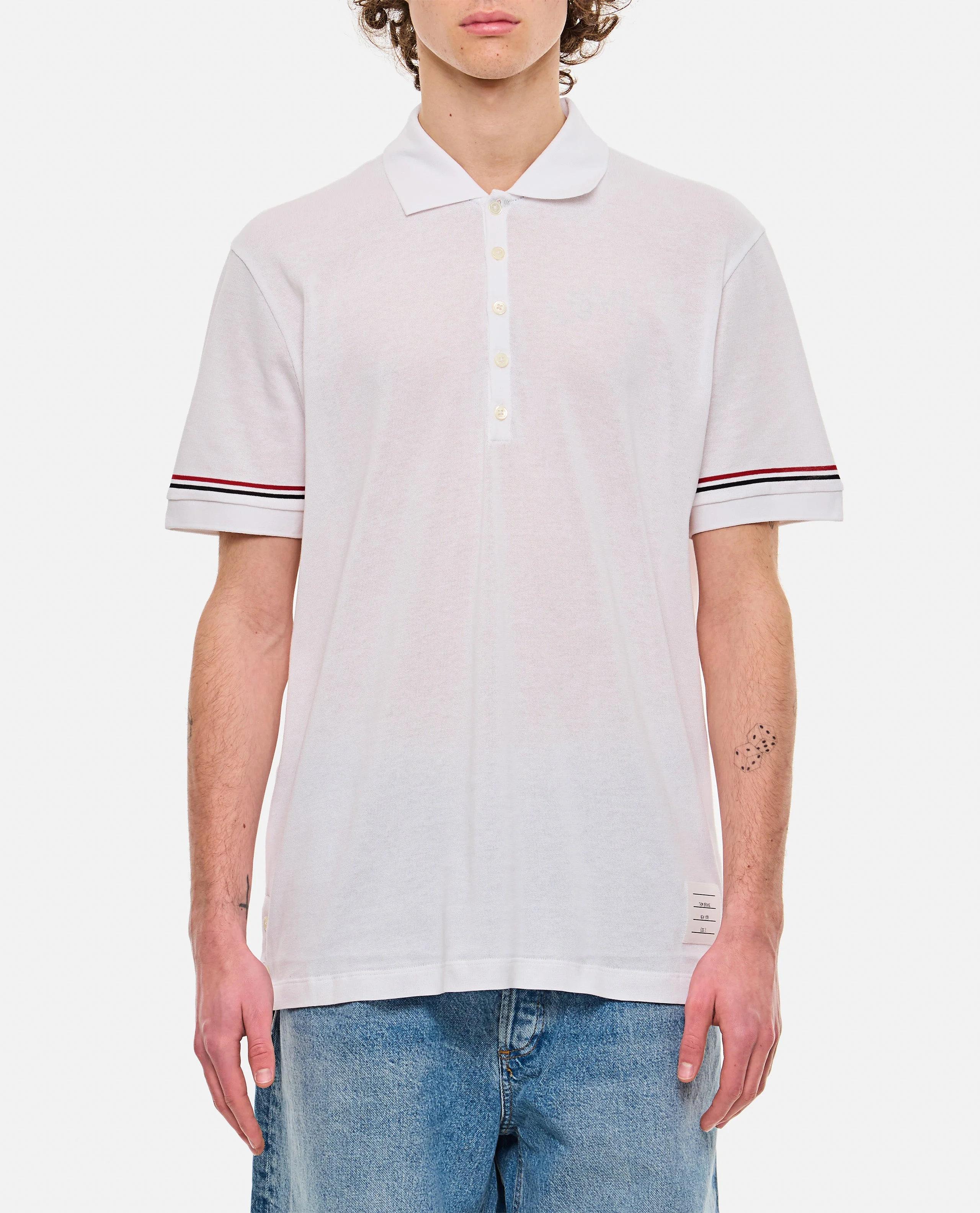 Thom Browne Men Ribbed Cuff Polo Shirt - 1