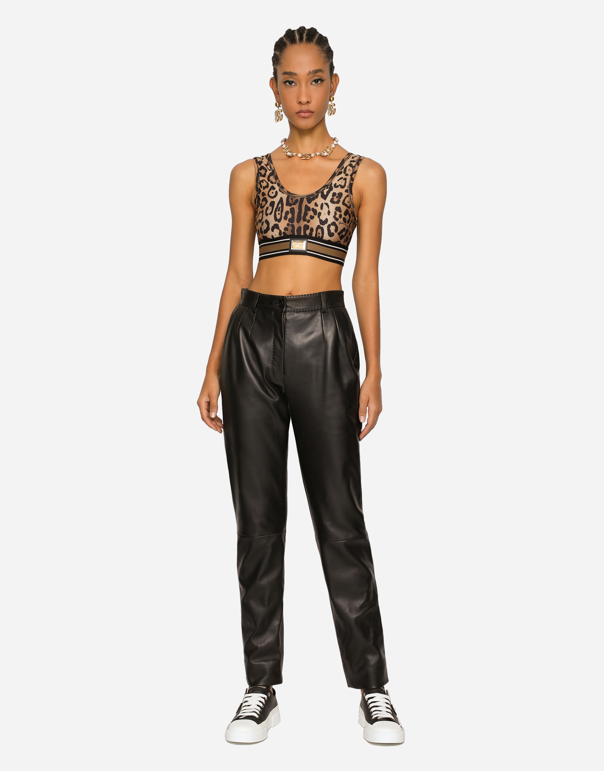 Leopard-print spandex/jersey crop top - 2