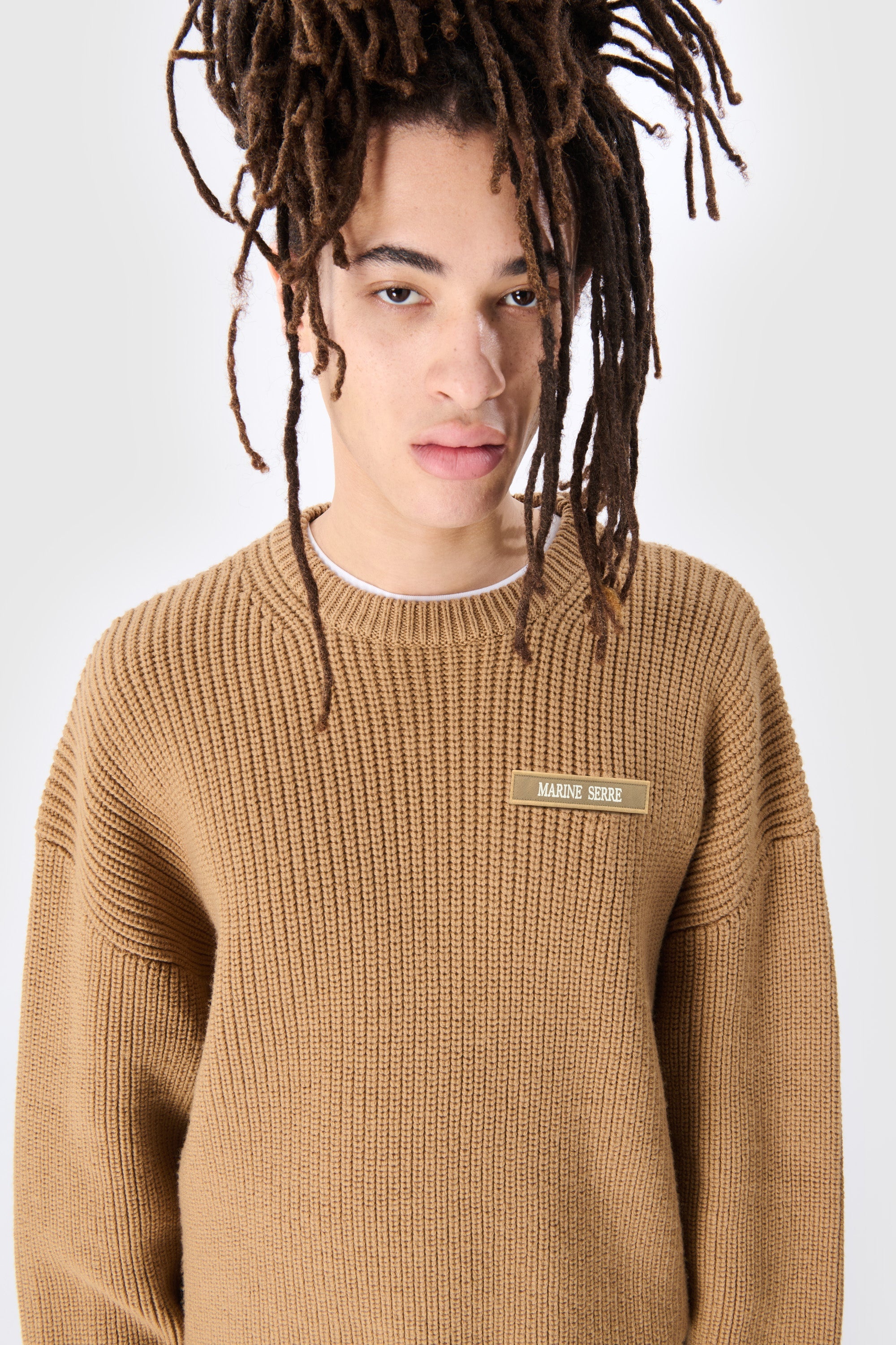 MS Half Cardigan Knit Crewneck Sweater - 7