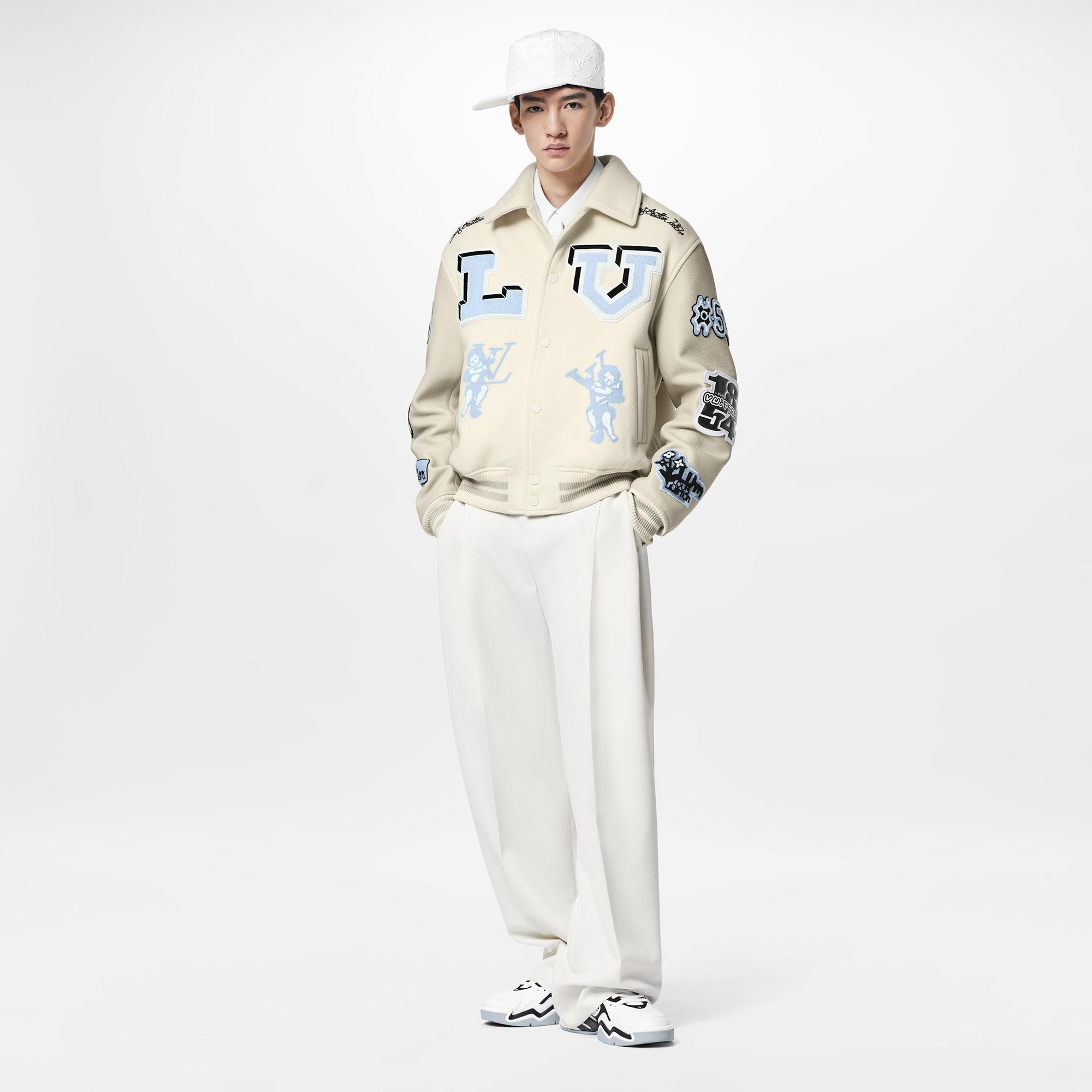 Multi-Patches Mixed Leather Varsity Blouson - 2