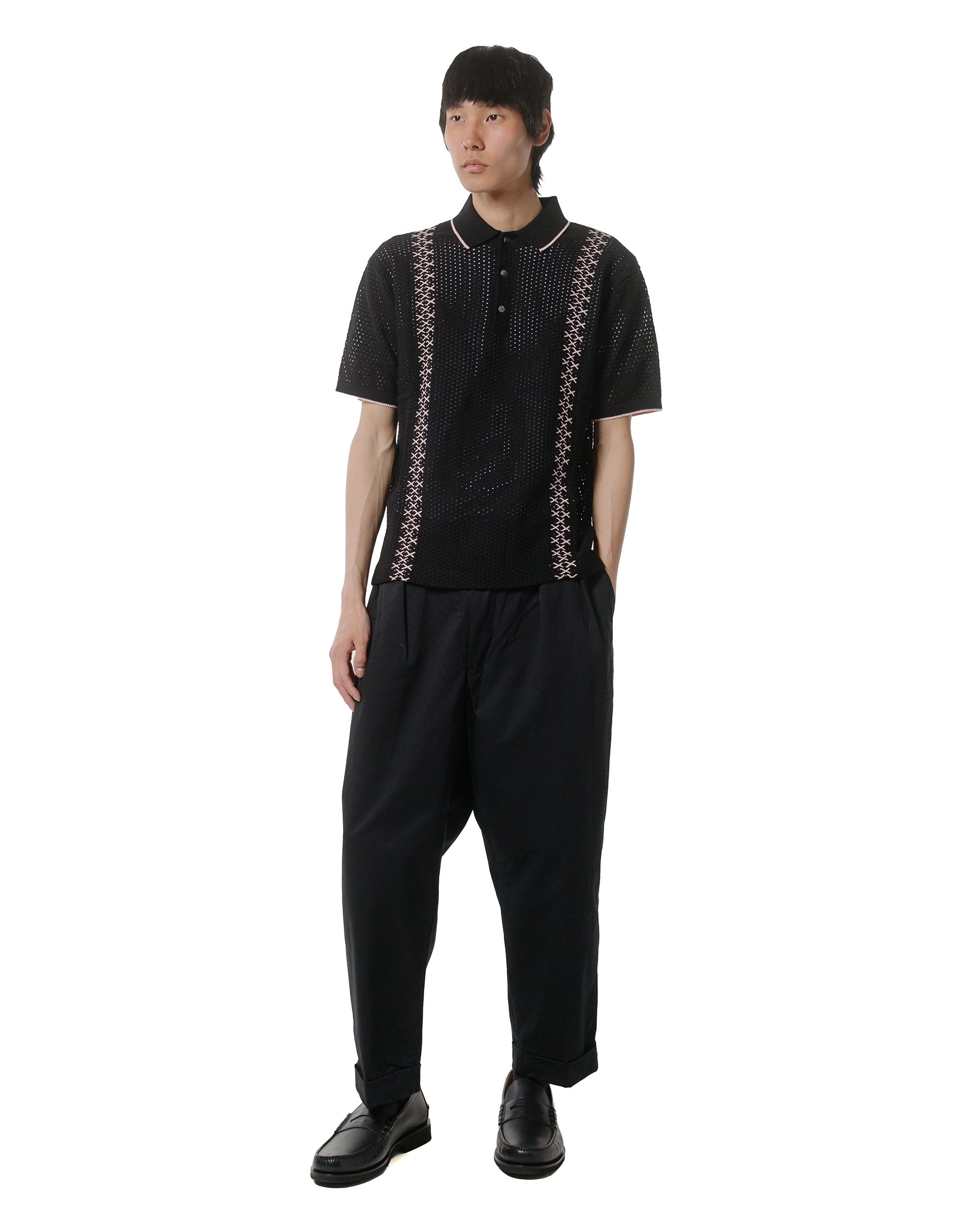 Knit Polo Mesh Stripe Black - 4