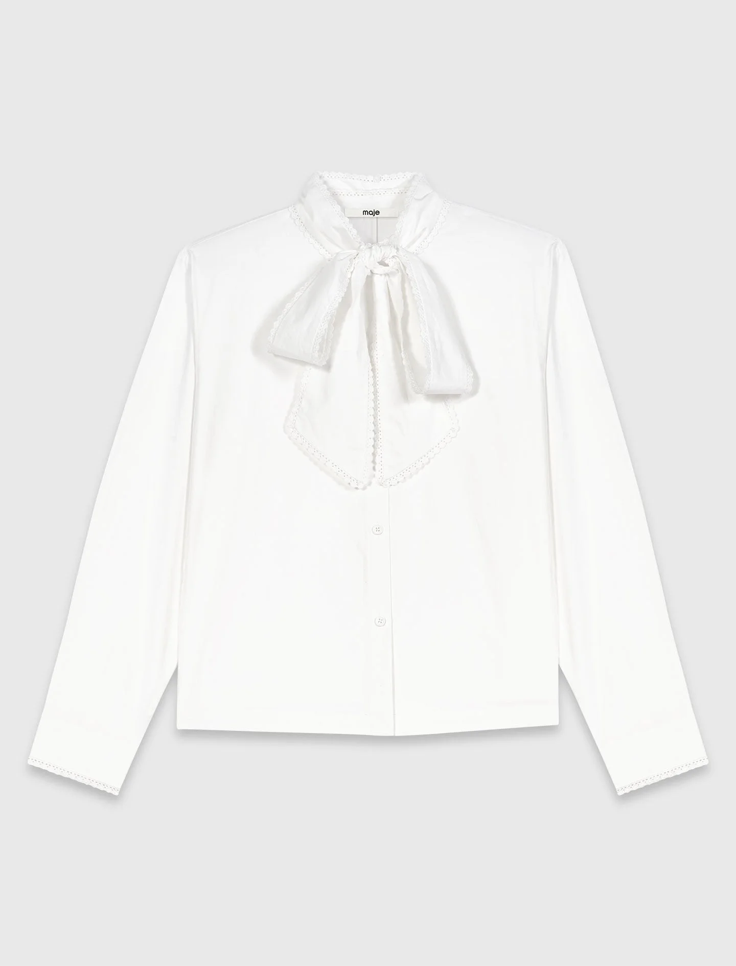 Shirt with removable pussy bow - 1