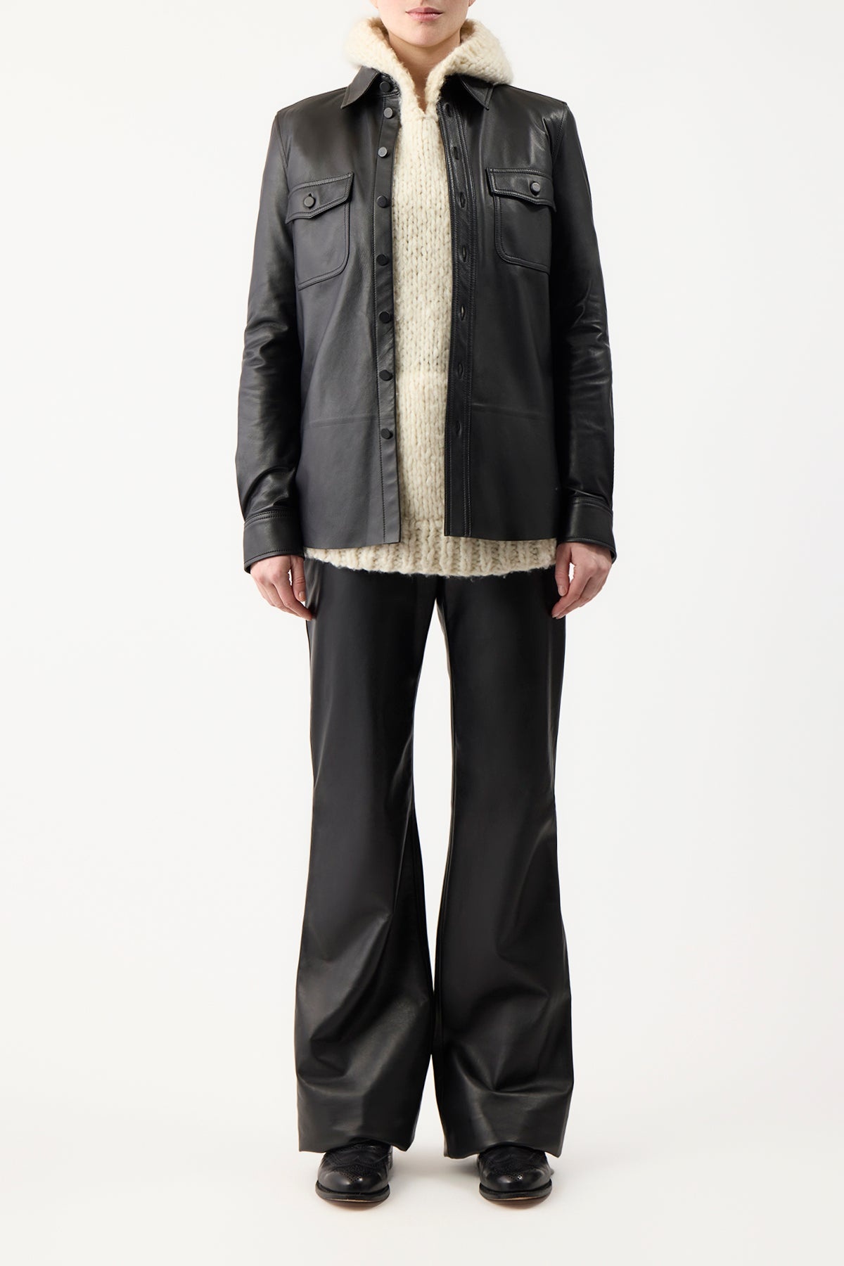 John Austin Top in Black Leather - 3