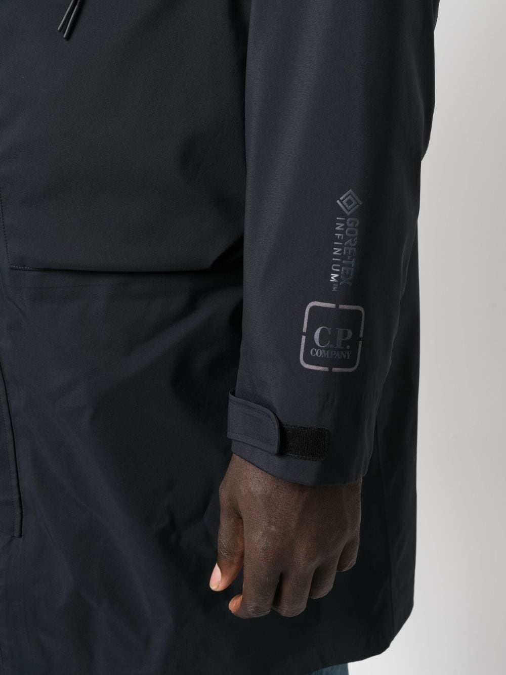 logo-print layered coat - 5