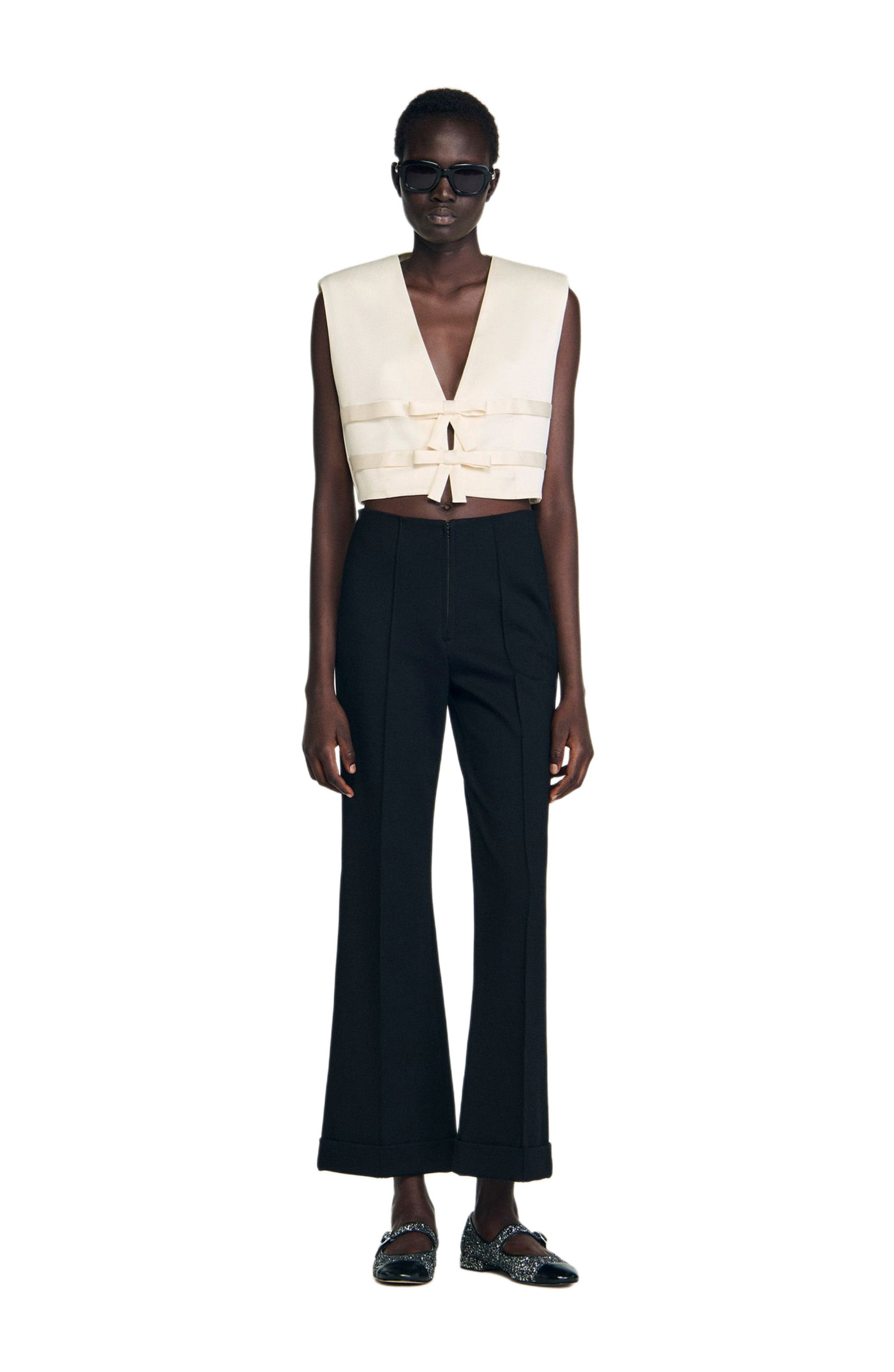 SANDRO Straight-leg trousers in Black at Nordstrom - 6