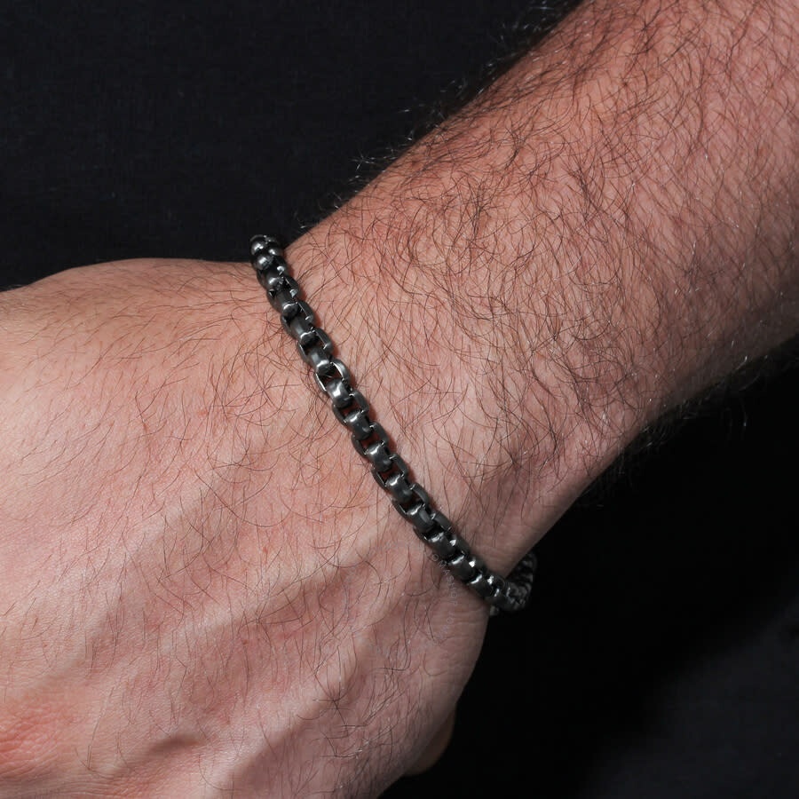 Robert Alton - Robert Alton Matte Grey Stainless Steel Chain and Bracelet 2-Piece Set - 7