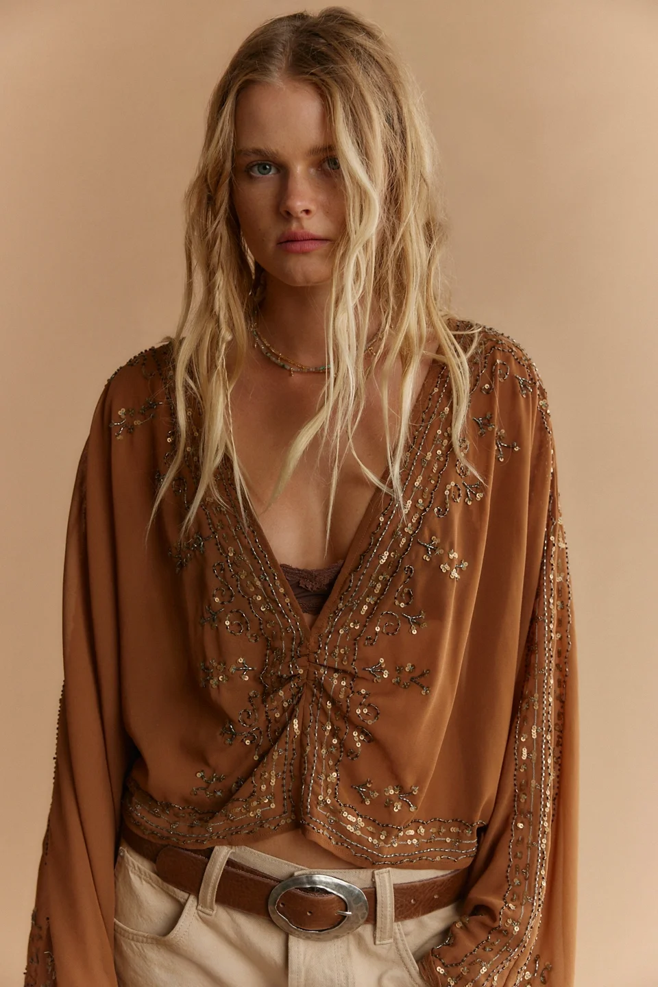 Calla Embellished Cape Top - 1