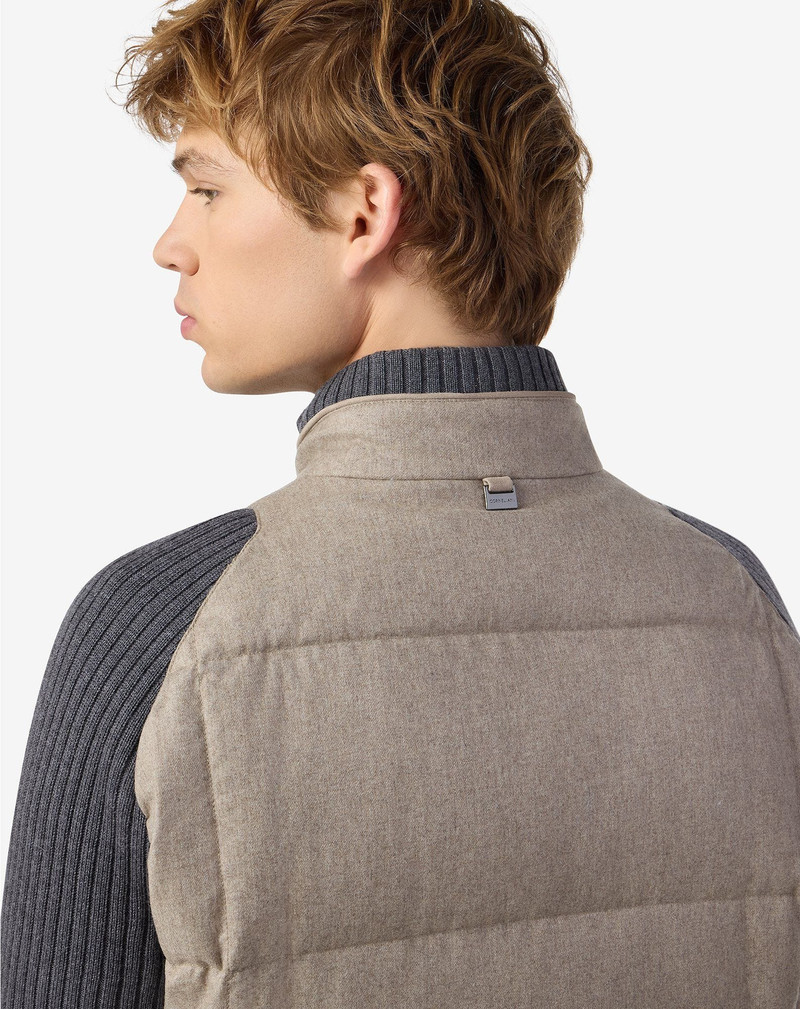 Beige stretch technical cashmere bomber jacket 5