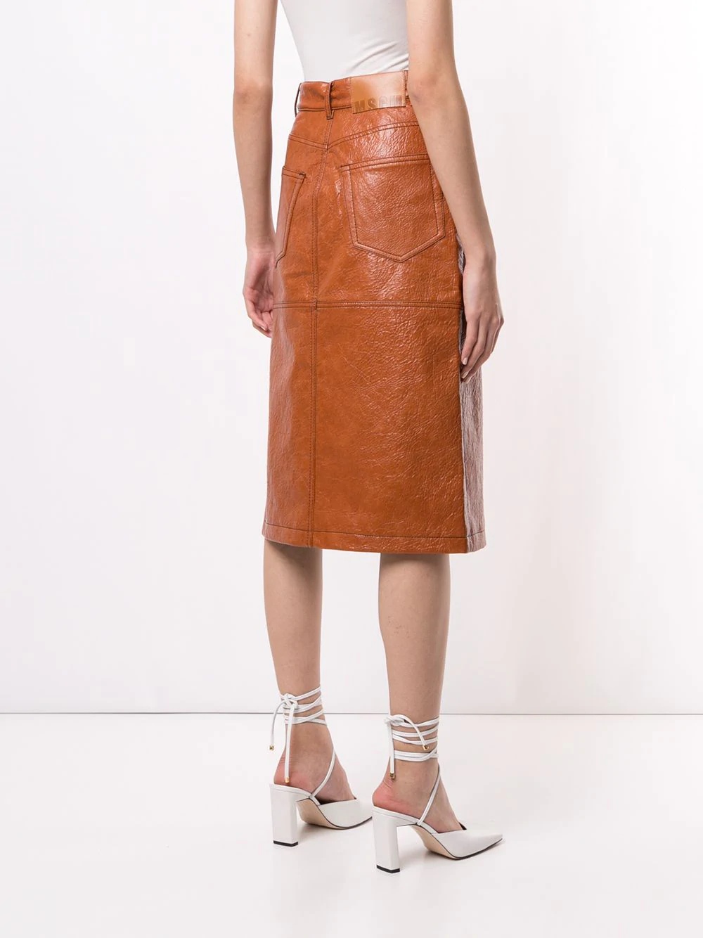 faux leather midi-skirt - 4