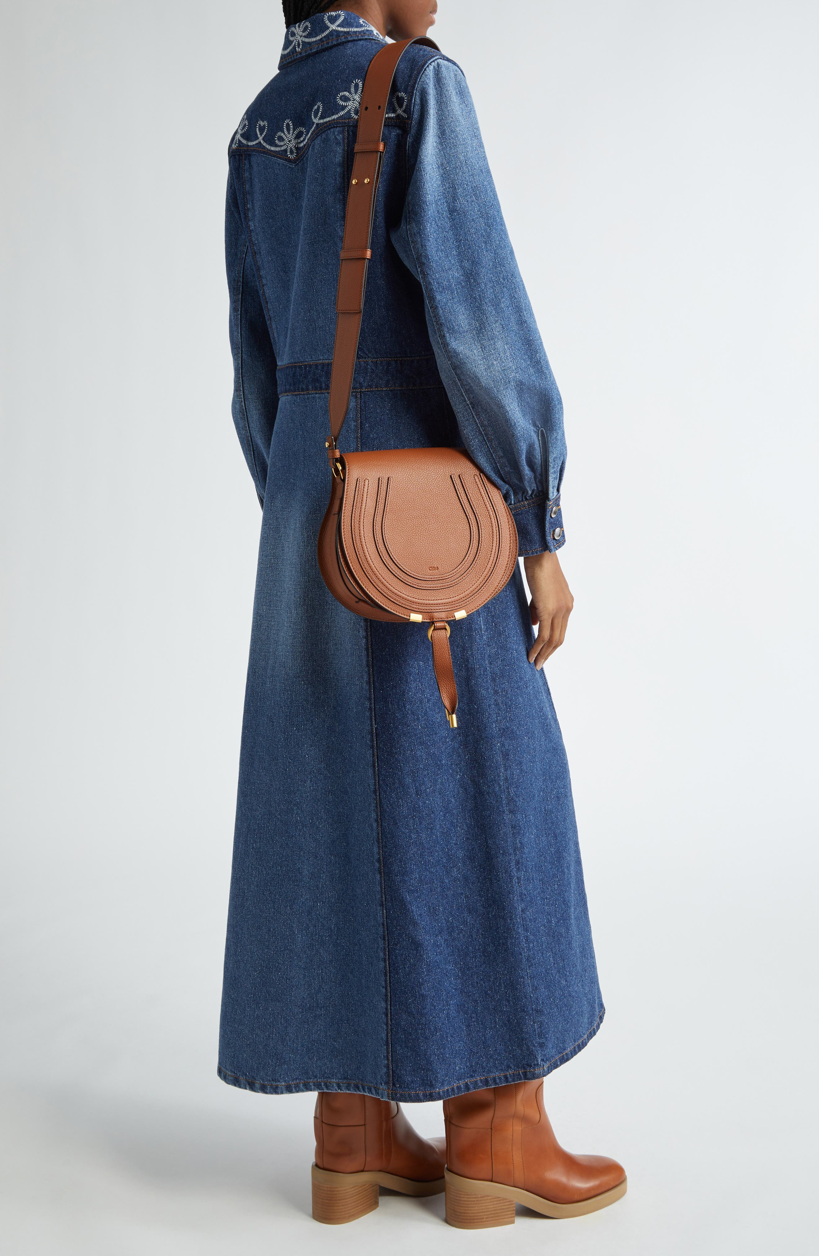 Chloé Large Marcie Leather Crossbody Bag in 25M Tan at Nordstrom - 3