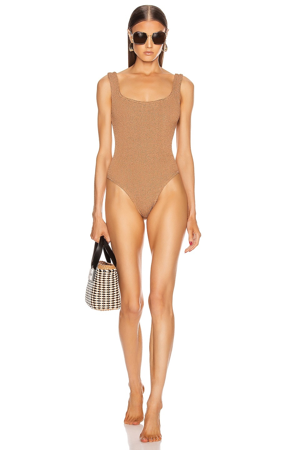 Classic Square Neck One Piece Swimsuit - 1