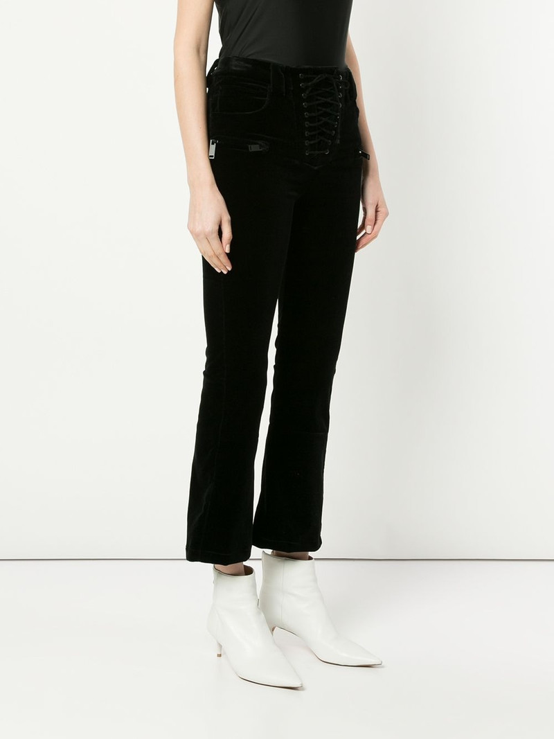 velvet cropped lace-up trousers 3