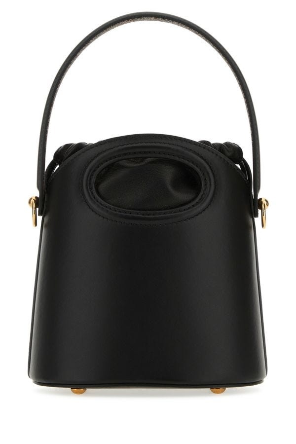 Black leather Saturno mini bucket bag - 3