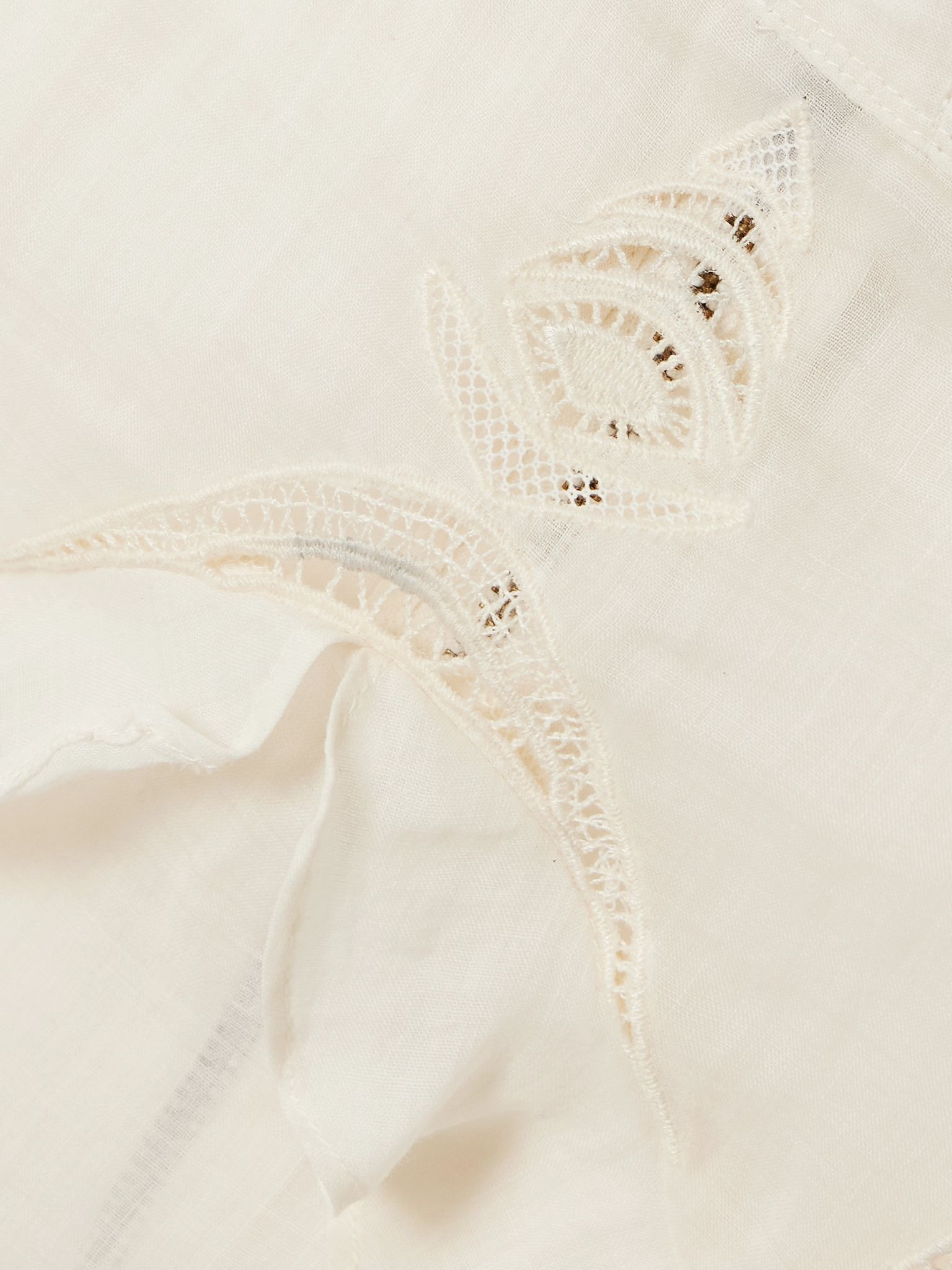 Leana ruffled broderie anglaise ramie camisole Beige - 5