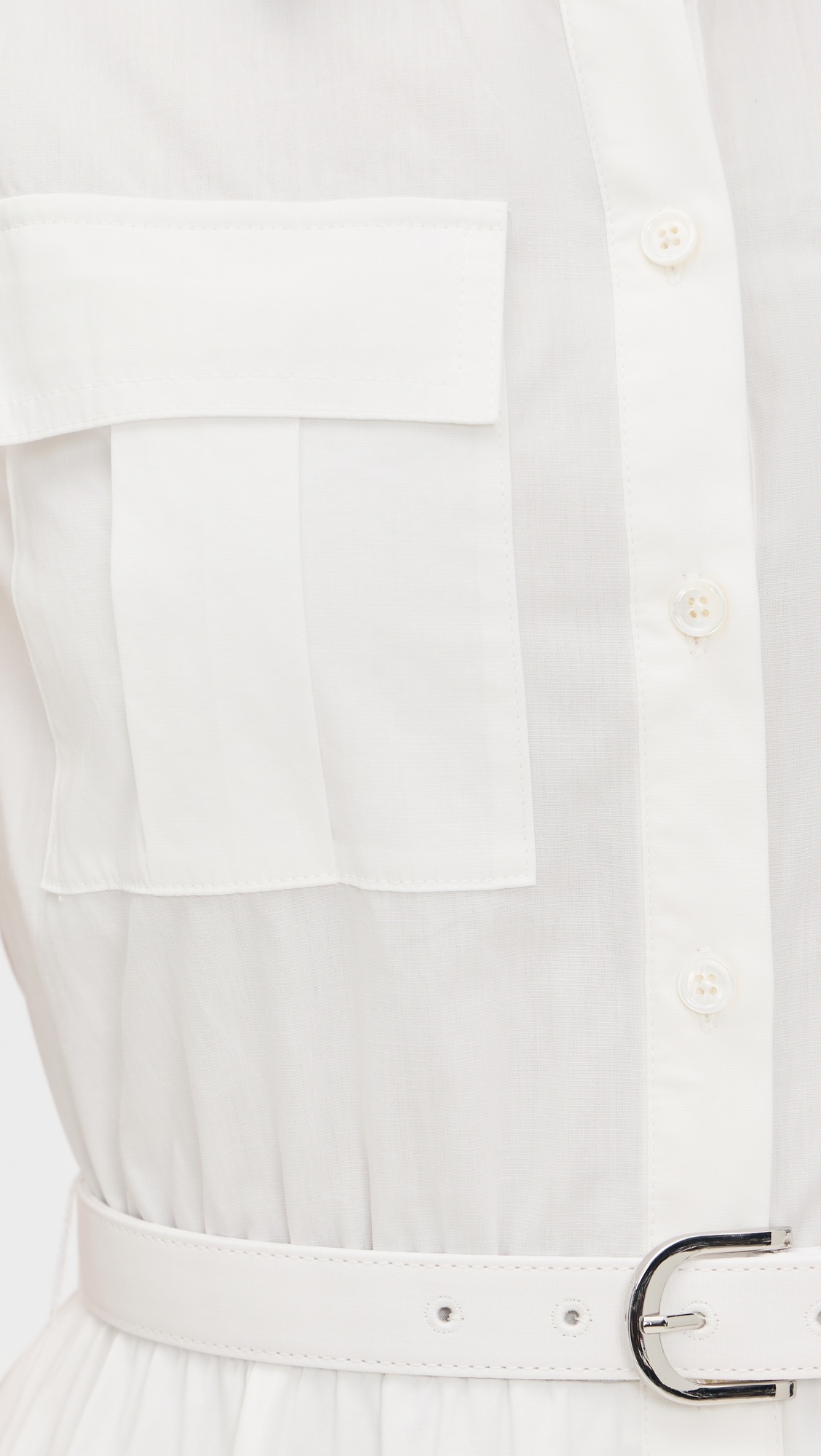 White Contrast Collar Broderie Midi Dress - 5