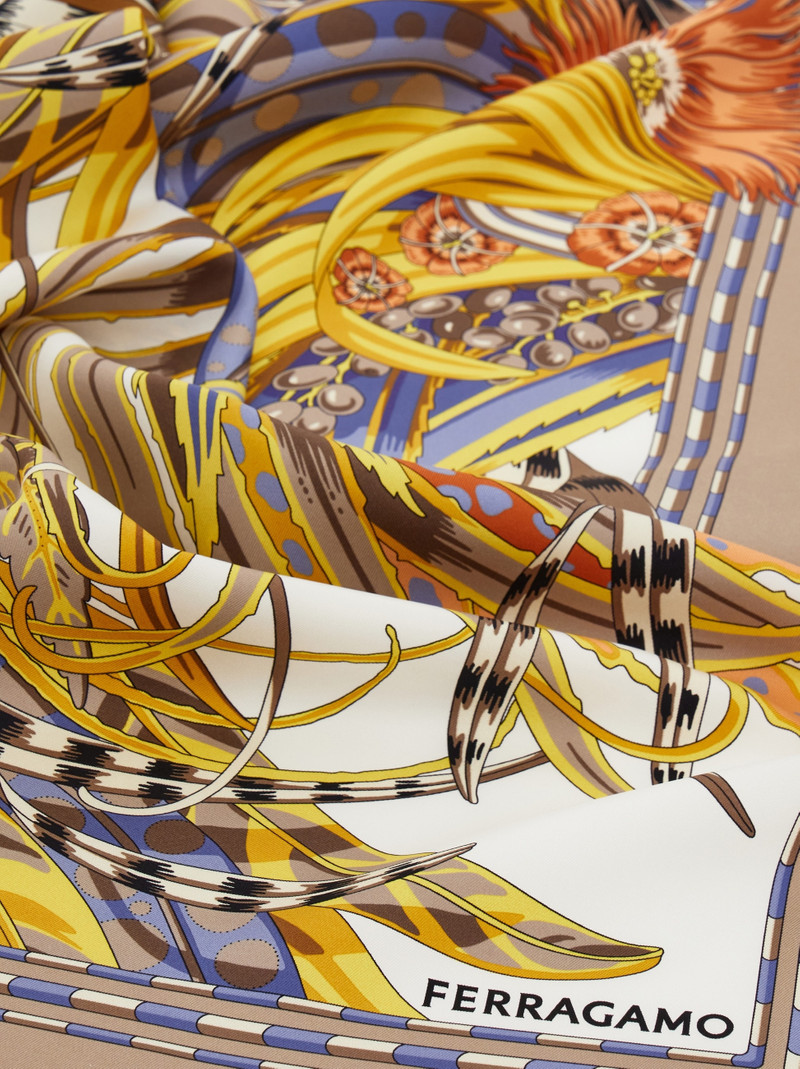 Rooster print silk scarf 4